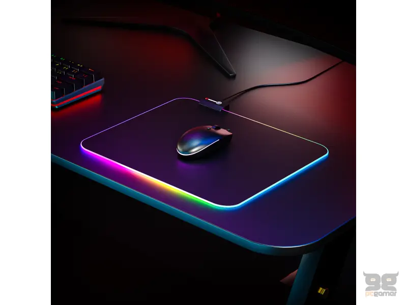 Rampage Podloga BLITZ RGB M (MP-23) Black 252x328x3mm RGB LED Gaming