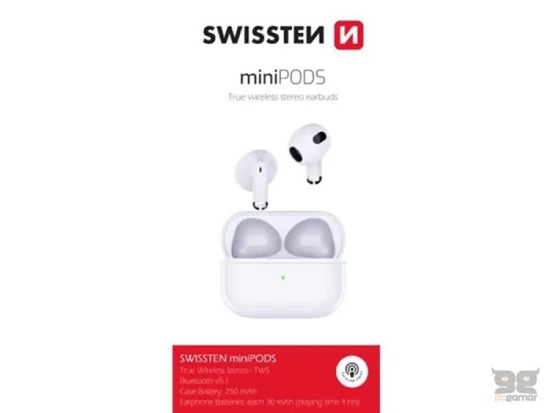 Swissten Slušalice Bluetooth TWS Minipods Bijele