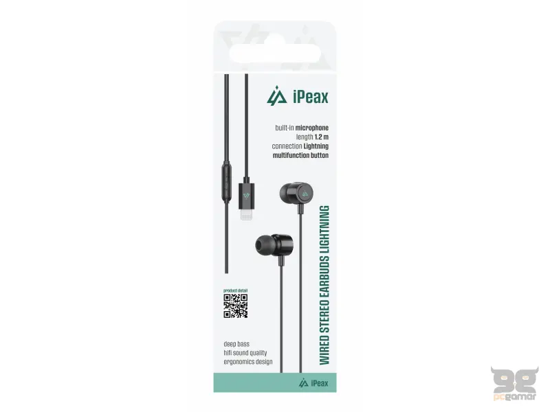 iPEAX Slušalice Wired Lightning Black