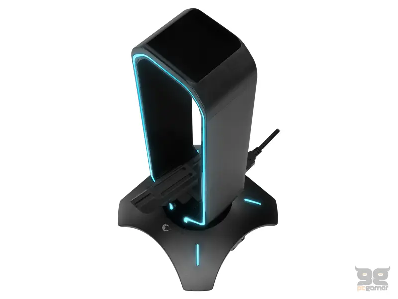 Rampage Drzac za slusalice RM-H66 GUARD Black RGB, 2x USB