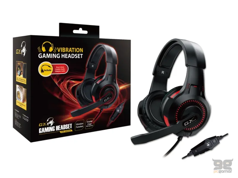 GENIUS HS-G600V crne slušalice sa mikrofonom i vibracijom 