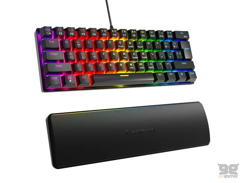 Rampage Tastatura PLOWER K60 Black US Layout Wrist Support Mechanical Blue Switch Gaming