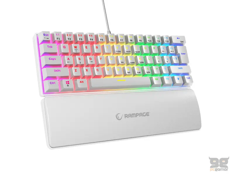 Rampage Tastatura PLOWER K60 White US Layout Wrist Support Mechanical Blue Switch Gaming