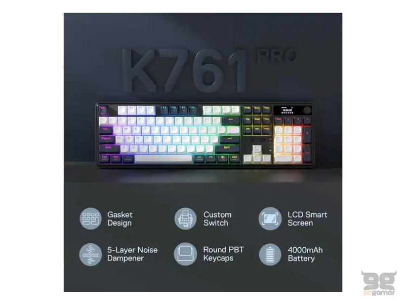 Redragon Tastatura Wyvern LCD Pro K761-WB Wireless/Wired/BT