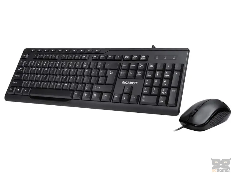 GIGABYTE KM6300 Keyboard + Mouse Wired Set, 1000 DPI, 10 Multimedia Keys, USB, US Layout