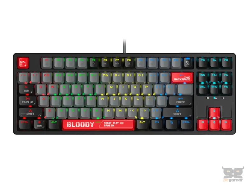 A4 TECH S87 Bloody RGB Mechanical Energy Red switch USB US crna tastatura 