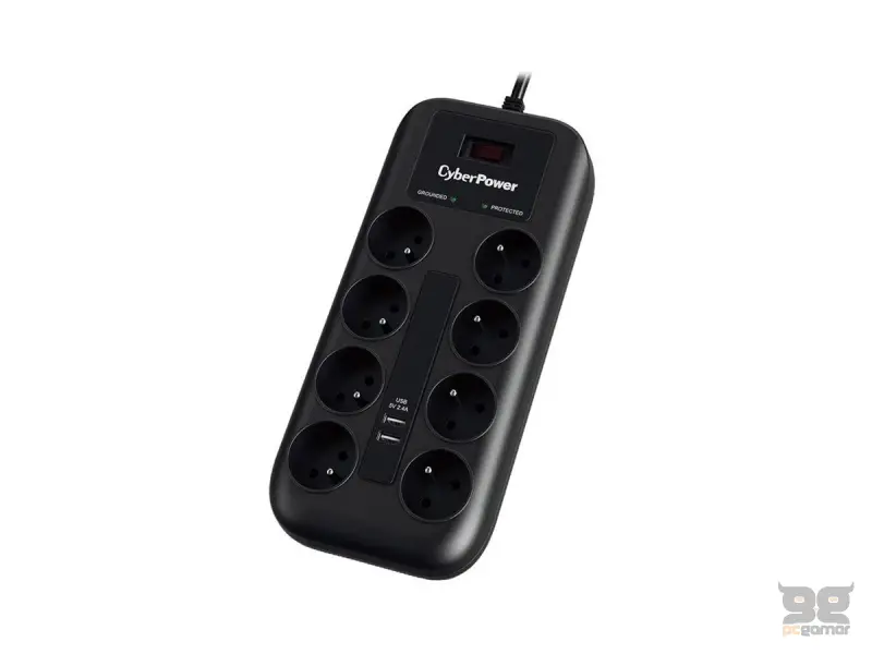 CyberPower produžni kabl prenapon.zaštita P0820SUF0 8xšuko/2xUSBc/1,8m