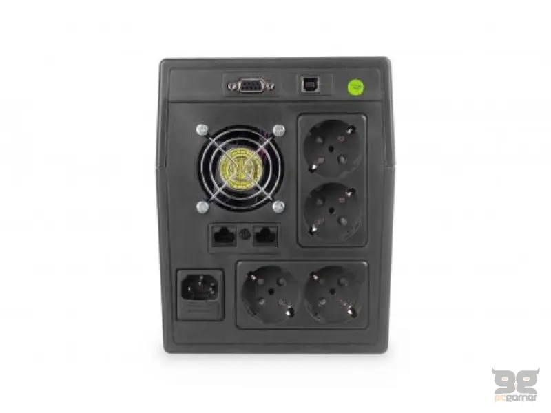Digitus UPS Line-Interactive 1500VA/900W, 4x schuko, 2x RJ45, 1x RS232, 1x USB 2.0, Auto restart, Cold start function, overload-, discharge and overcharge protection, 2x 12V/9Ah