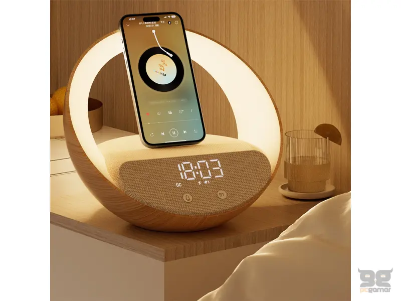 Moye Aurora Glow Lamp with Clock, Wireless speaker and Wi-Fi charger