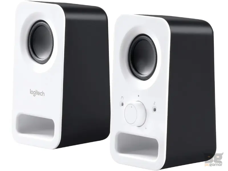 LOGITECH Z150 Compact Stereo Speakers, Total Watt (RMS): 3W, 3.5 mm input*2, Headphone jack*1, White