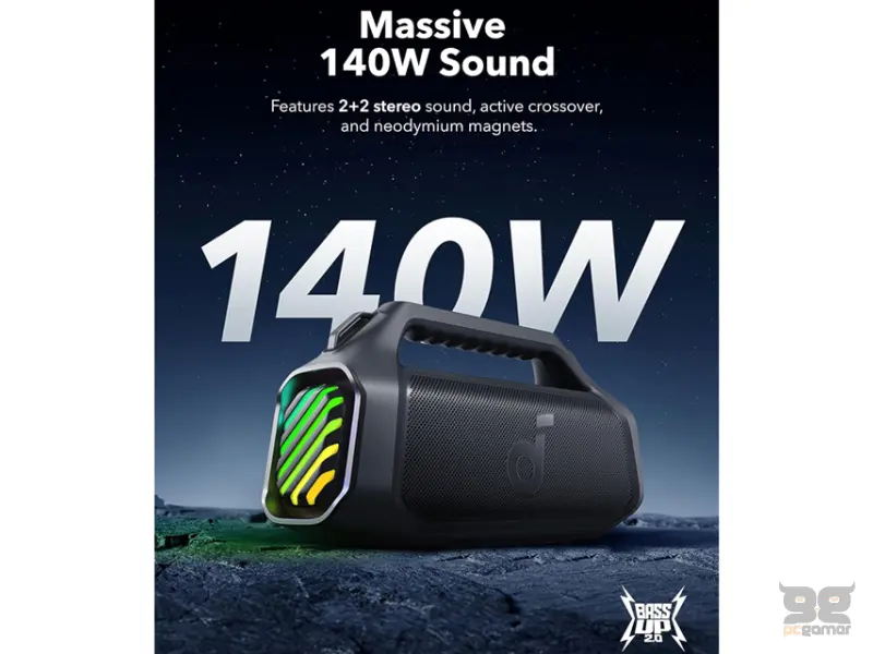ANKER Soundcore Boom 2 Plus 140W 2.2 prenosivi bluetooth IPX7 zvučnik crni 