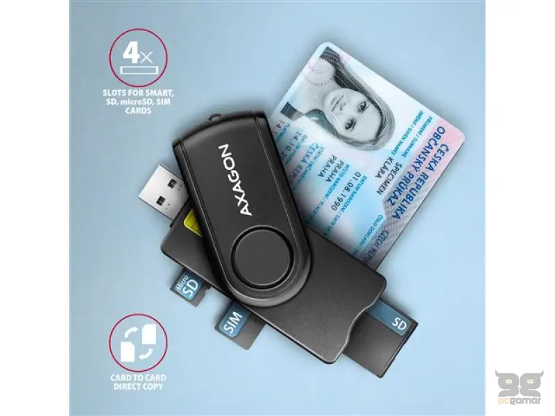 Čitač pametnih kartica AXAGON CRE-SMP2A USB 2.0 Pocket Reader