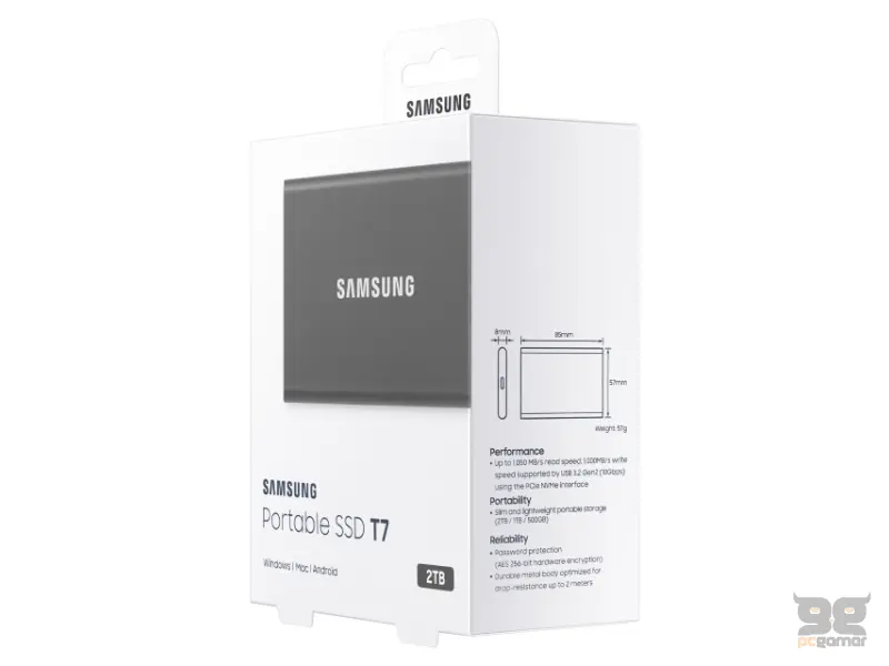 SAMSUNG Portable T7 2TB sivi eksterni SSD MU-PC2T0T 