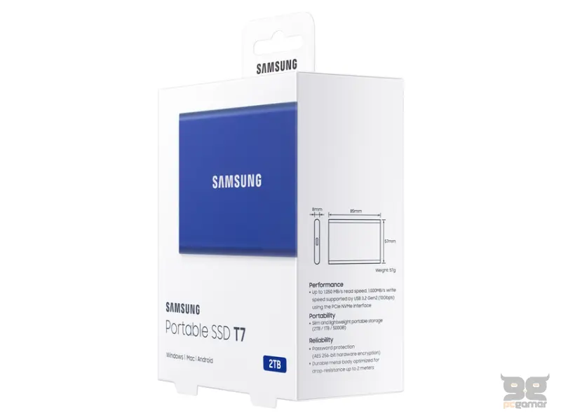 SAMSUNG Portable T7 2TB plavi eksterni SSD MU-PC2T0H 