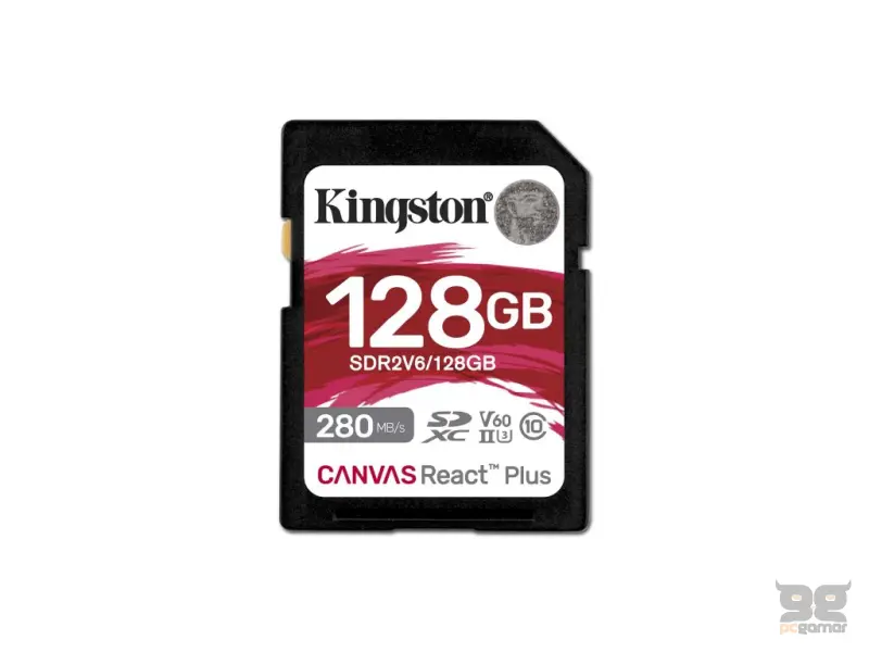 KINGSTON 128GB Canvas React Plus V60 SD Memory Card, UHS-II, V60, 280MB/s R, up to 100MB/s W, 4K/FHD