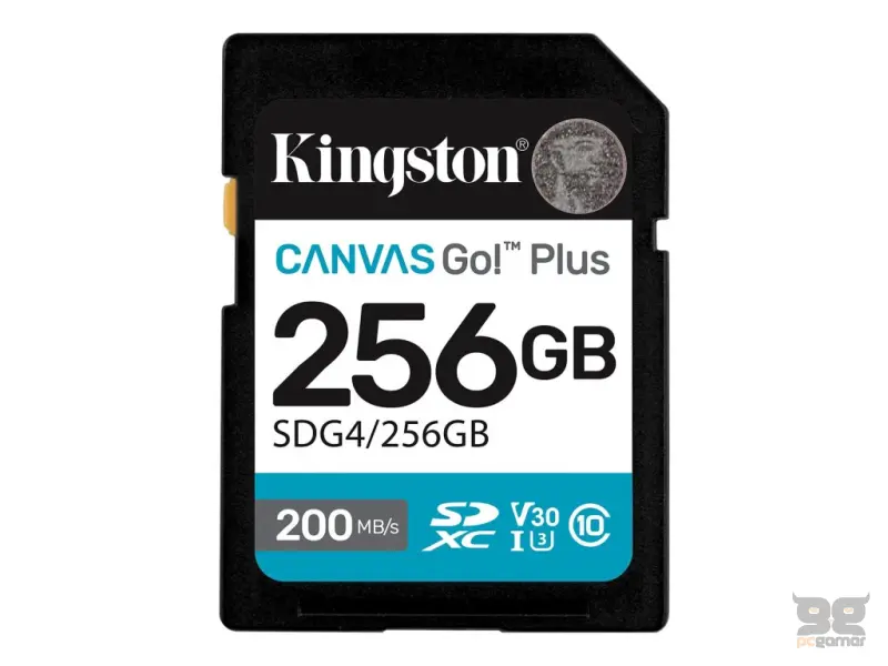 KINGSTON Canvas Go! Plus SD Memory Card 256GB, Class 10, UHS-I, U3, V30, up to 200/160MB/s, 4K video