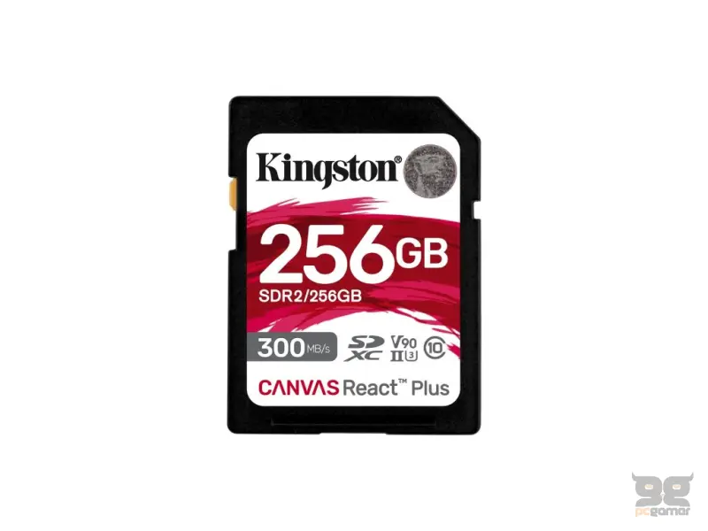 KINGSTON Canvas React Plus SD Card 256GB, Class 10, UHS-II, U3, V90, 300MB/s R, 260MB/s W, 8K/3D/VR