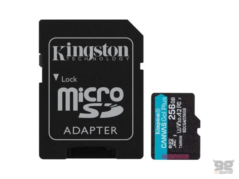 KINGSTON Micro SDXC 256GB Canvas Go! Plus C10 + SD Adapter, A2, V30, U3, 200/160 MB/s Read/Write, 4K
