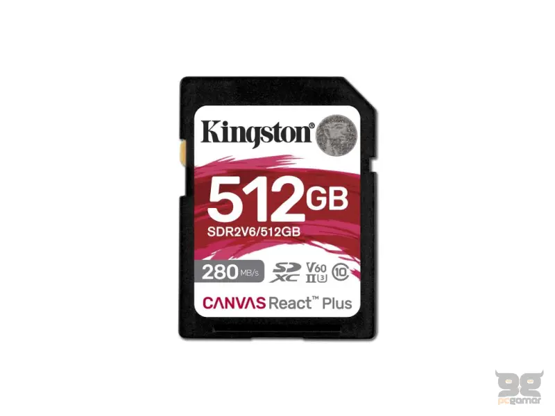KINGSTON 512GB Canvas React Plus V60 SD Memory Card, UHS-II, V60, 280MB/s R, up to 150MB/s W, 4K/FHD