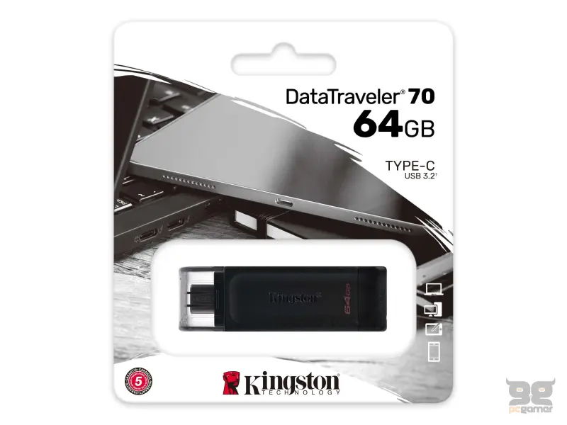 KINGSTON USB-C DISK 64GB DataTraveler70 USB 3.2 Gen 1, Type-C