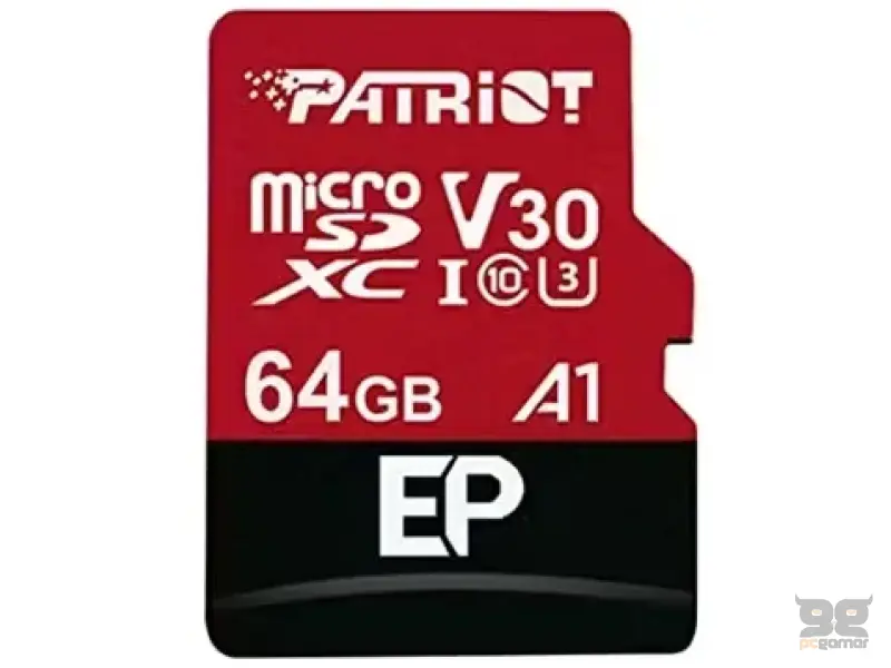 Patriot MEMORY CARD 64GB MicroSDXC V30 U3 EP SERIES, 4K recording