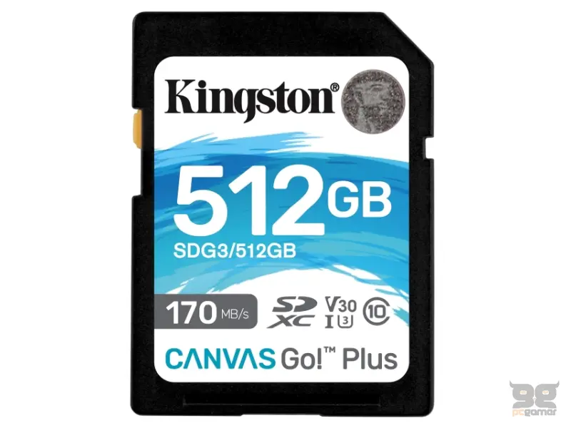KINGSTON U3 V30 SDXC 512GB Canvas Go Plus 170R C10 UHS-I SDG3/512GB 