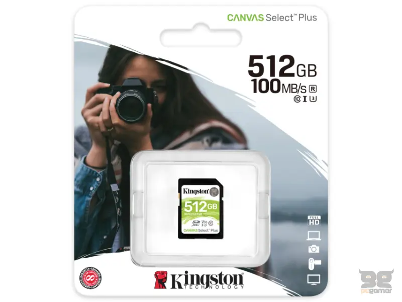 KINGSTON U3 V30 SDXC 512GB Canvas Select Plus 100R C10 UHS-I SDS2/512GB 