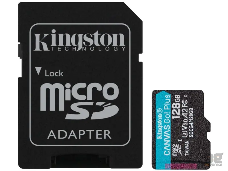 KINGSTON Memorijska kartica U3 V30 microSDXC 128GB Canvas Go Plus 200MB/s A2 + adapter SDCG4/128GB 