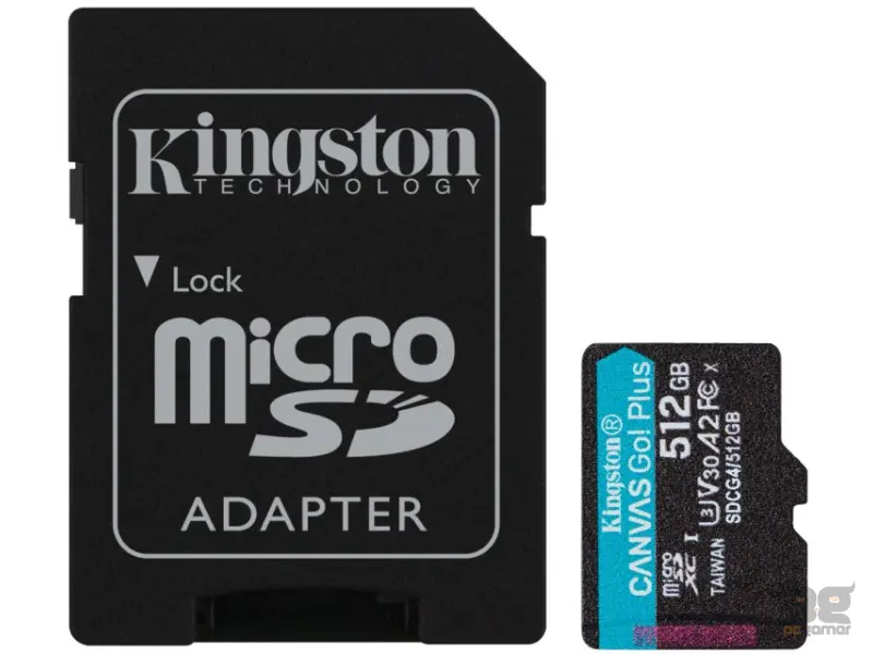 KINGSTON Memorijska kartica U3 V30 microSDXC 512GB Canvas Go Plus 200MB/s A2 + adapter SDCG4/512GB 