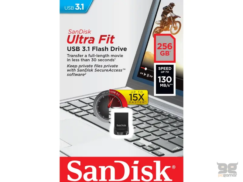 SanDisk Ultra Fit USB 3.2 Flash Drive - 256GB Up to 400MB/s