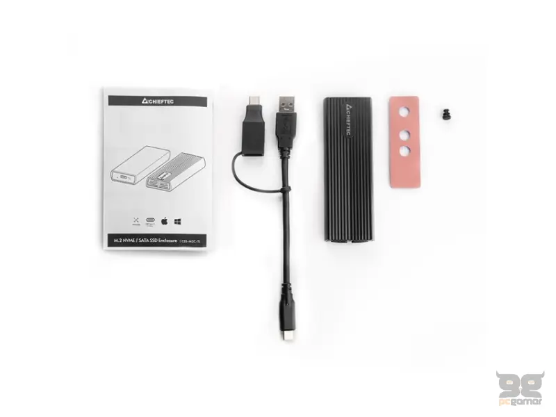 Chieftec Eksterno kuciste za m.2 SSD (NVME + SATA) USB 3.2 Type-C