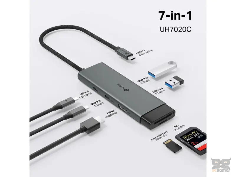 TP-LINK UH7020C USB Type-C 7 in 1 Hub 100W Power Delivery, HDMI, USB 3.0*2, SD & microSD UHS-I,USB-C