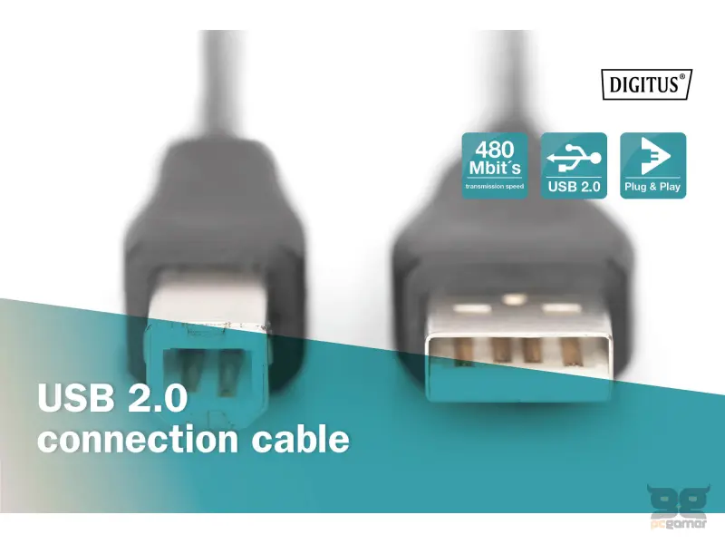 Digitus Kabl USB A - USB B M/M 1m USB 2.0 crni