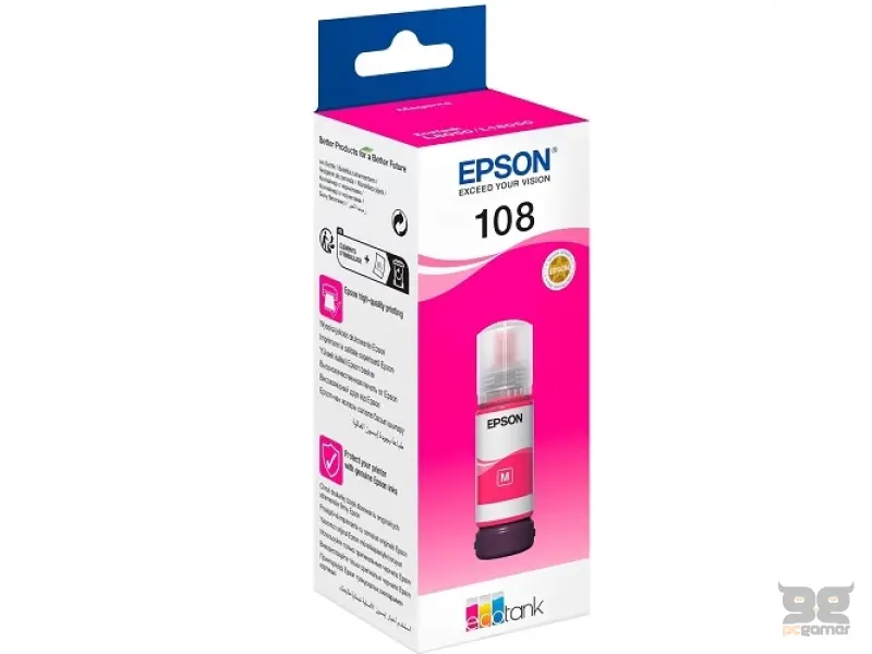 EcoTank Ink Bottle Br.108, Magenta, (70ml), 7200 str. (2100 colour photos 10x15cm) - za EcoTank L8050, L18050