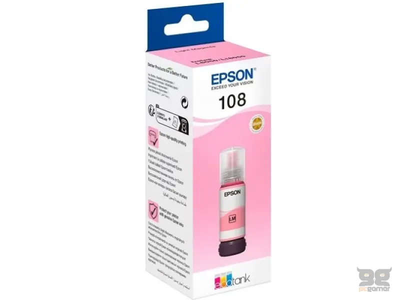 EcoTank Ink Bottle Br.108, Light Magenta, (70ml), 7200 str. (2100 colour photos 10x15cm) - za EcoTank L8050, L18050