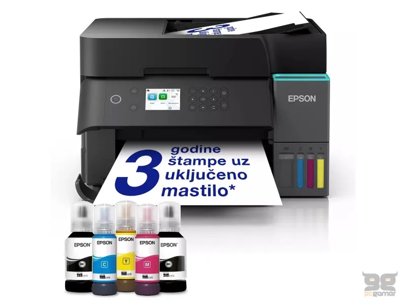 EcoTank L6370 Color AiO A4,(nasljednik modela L6270),Company Ultra-low-cost printing,Print 35/23 ppm 4800x1200dpi,Copy,Duplex Scan (1200x2400dpi),Duplex,ADF,Wireless+Network+USB, Smart Panel, (1x full set of ink-Br.101/Blck,Cyan,Magenta,Yellow+1 extr.blck