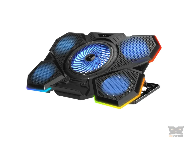 Rampage Cooling stand AD-RC13 BELLATRIX 5 Fan RGB, 2x USB, 15-17"