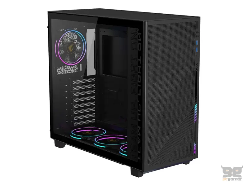 GIGABYTE AORUS C400 Gaming ATX Tower Case, Pre-installed 4 ARGB PWM fans, USB 3.0 x2, 40L, Black