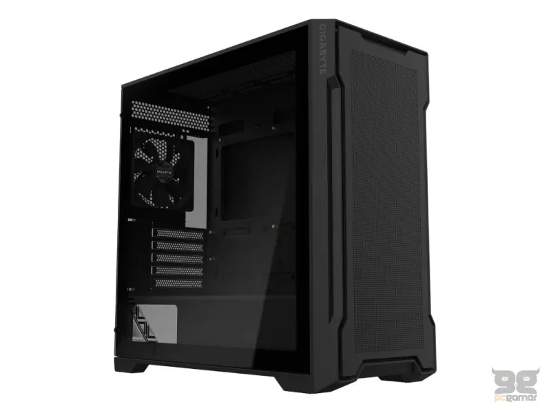 GIGABYTE C102G Mid Tower Case, Pre-installed two 120mm fans, USB 3.0 x2, Tempered Glass, Black