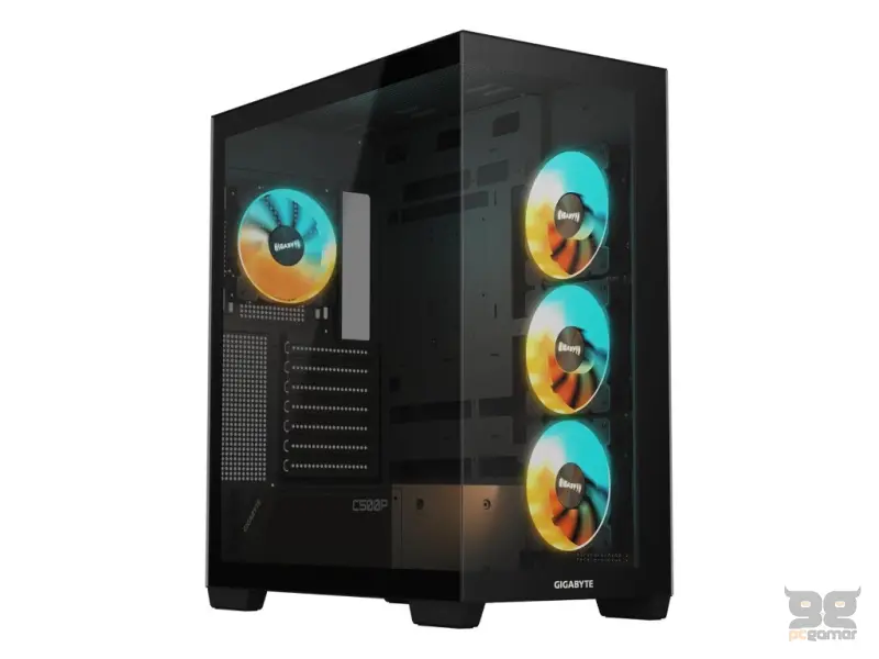 GIGABYTE C500P Panoramic Stealth ATX Mid Tower Case, Pre-installed 4 ARGB fans,