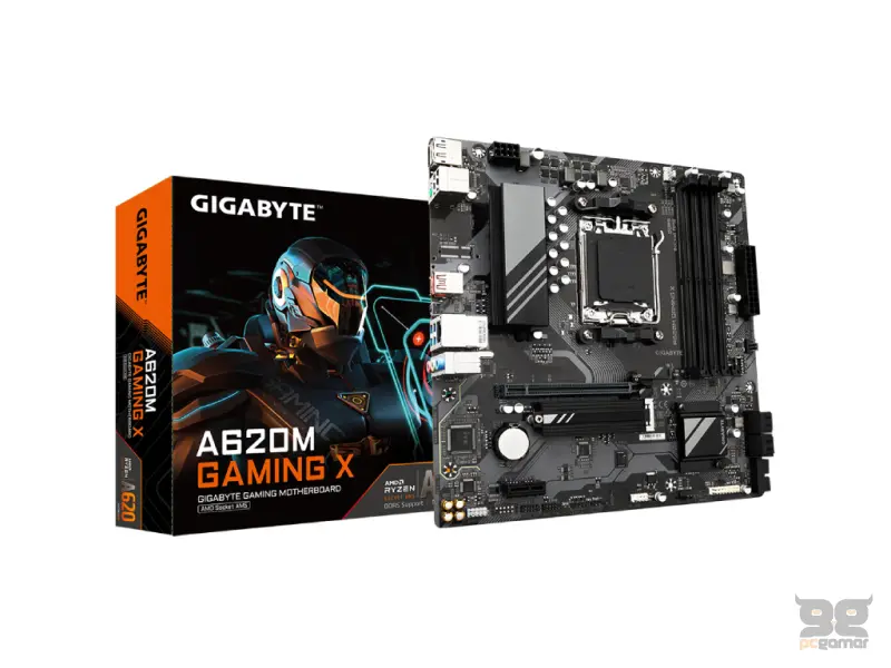 GIGABYTE AMD MB A620M GAMING X, 4*DDR5 8000MHz, PCIe 4.0 x4 M.2, GbE LAN, RAID, DP/HDMI, AM5