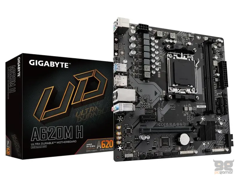 GIGABYTE AMD Ryzen MB A620M H Rev. 1.2, 2*DDR5 DIMM 7200MHz, M.2, RAID, DP/HDMI, USB 3.2, AM5