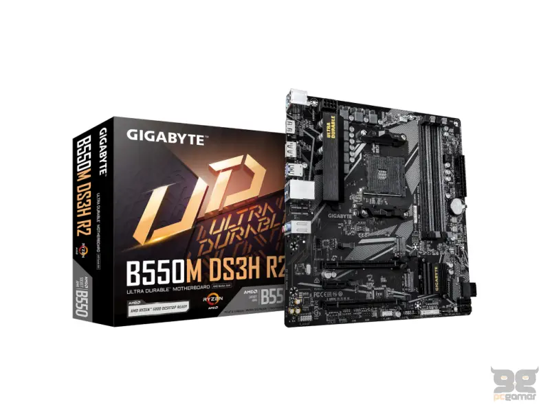 GIGABYTE AMD MB B550M DS3H R2, 4*DDR4 4733MHz, Dual NVMe PCIe 4.0/3.0, HDMI/DP, AM4 Socket