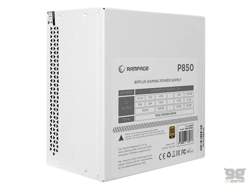 Rampage Napajanje P850 850W 80+ Gold White