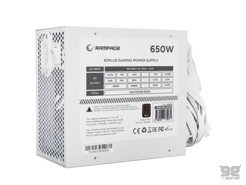 Rampage Napajanje RMP-650-80PB 650W 80+ Bronze Active PFC White