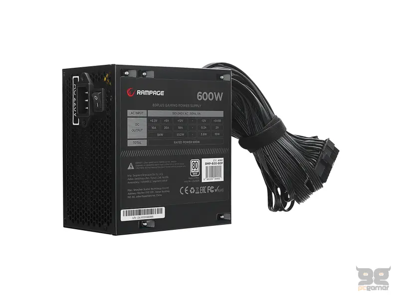 Rampage Napajanje RMP-600-80P 600W 80+ Standard Bulk