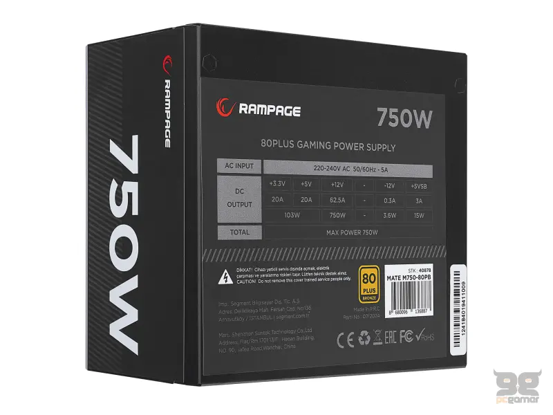 Rampage Napajanje MATE M750-80PB 750W 80+ Bronze Full Modular White
