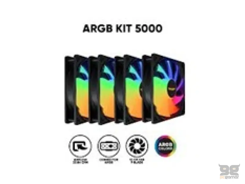 ARGB KIT 5000, set od 4 x 12cm RGB ventilatora