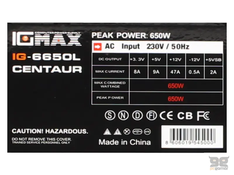 IG-MAX IG6650 CENTAUR 650W napajanje 