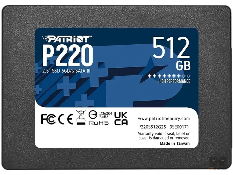 Patriot SSD 512GB 2.5" 7mm P220 (r/w: 550/500 MBs)
